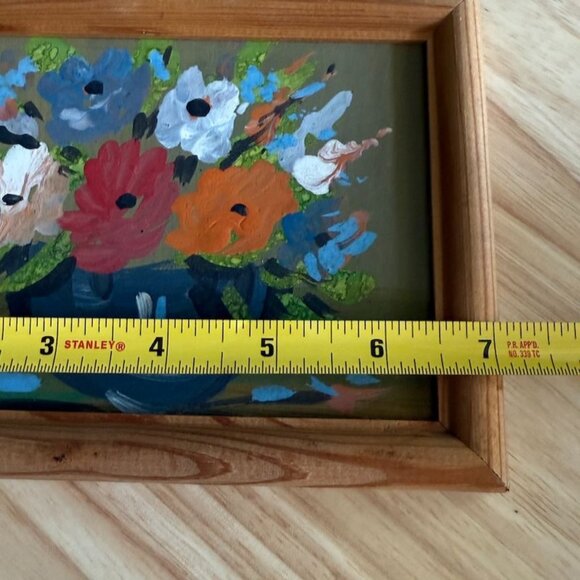 Vintage 60's Polish Floral Painting In Wood Frame by Local Artist. - Picture 7 of 8